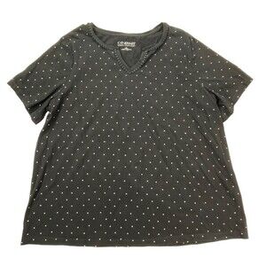 Catherines‎ Womens Plus 0X Suprema Collection Embroidered Polka Dots Knit Top
